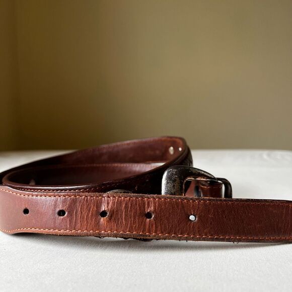 Vintage Western Leather Deer Belt Silver Buckle Conchos Braided Size 42 - Picture 9 of 11